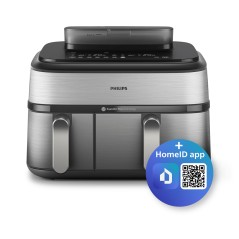 Philips 5000 Series NA555 Dual Basket Airfryer - 2750W, Silver | Perfectly Crispy & Healthy Cooking!